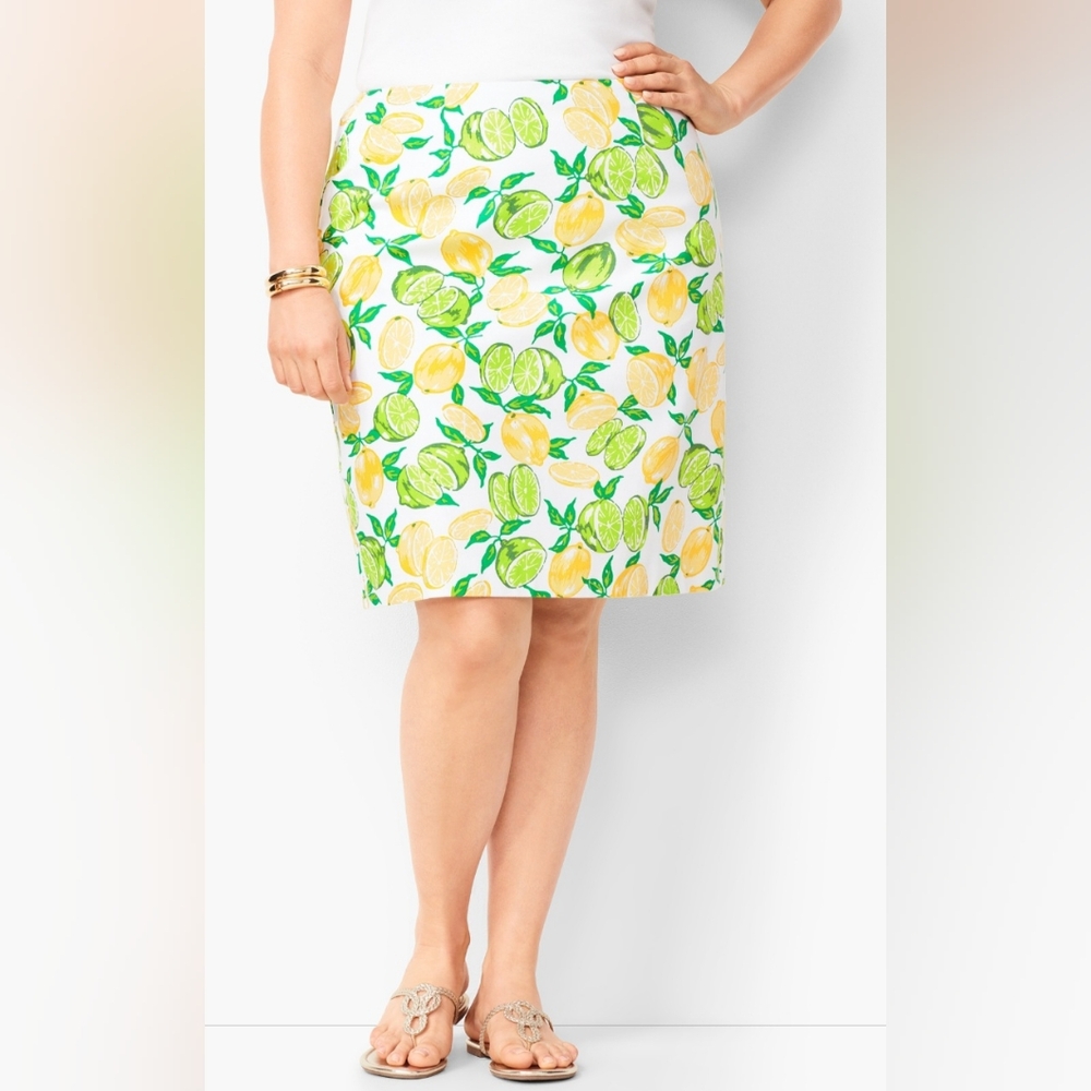 Talbots Classic Cotton A-Line Skirt - Lemon & Lime